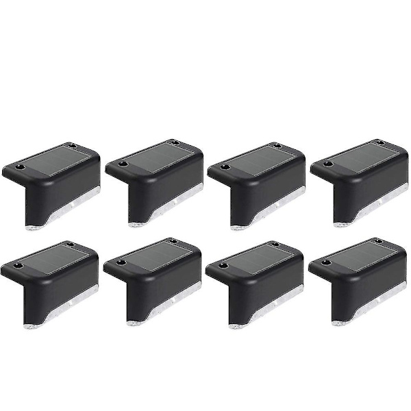 8/12 st Led Solar Däck Steg Vägglampor Vattentät Trädgård Landskap Steg Däck Belysning Utomhus trappa Väggbelysning White 8Pcs Brown Case