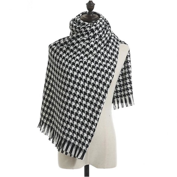 Vinter Ull Skjerf Sjal For Dame Langt Store Tykke Varme Vendbare Skjerf Black