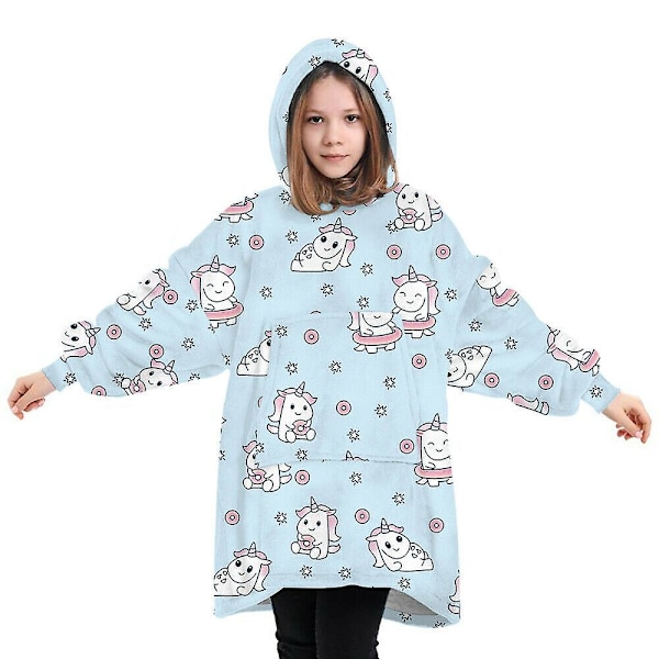Barntryckt överdimensionerad jätte stor huvtröja filt huvtröja i fleece Pattern 7