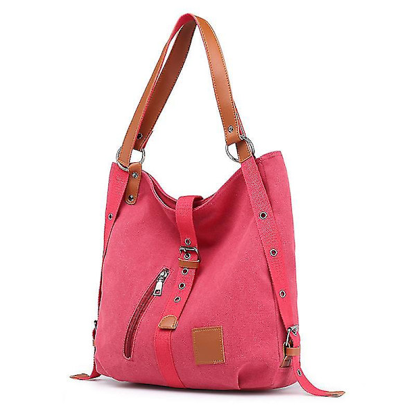 Tote Handväska Canvas Axelväska Handväska Ryggsäck Cabriolet ryggsäck Rose Red