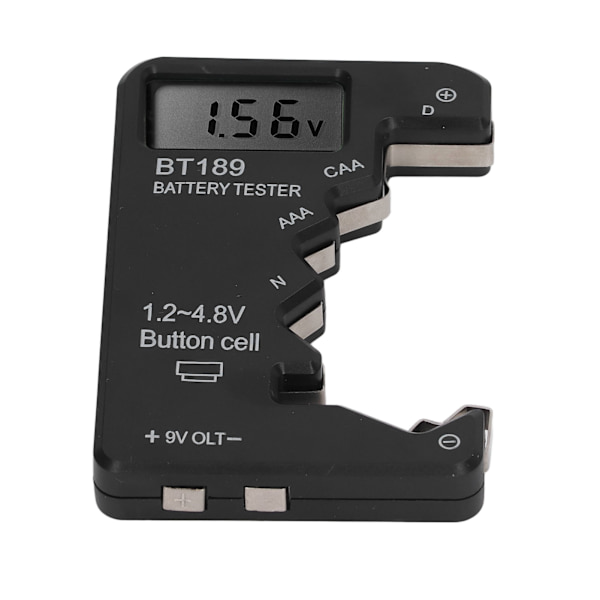 Digital Batterikapacitetstester Måler AA AAA 6F22 9V 1.5V Sort Display Værktøj