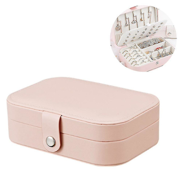 Smyckeskrin Organizer, case för resesmycken i läder (rosa)
