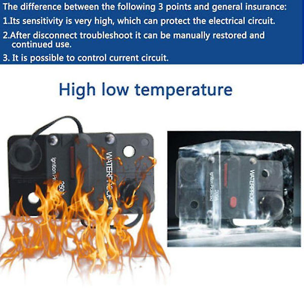 Amp kretsbrytare säkring Återställning 12-48v DC Bilbåt Auto Vattentät
