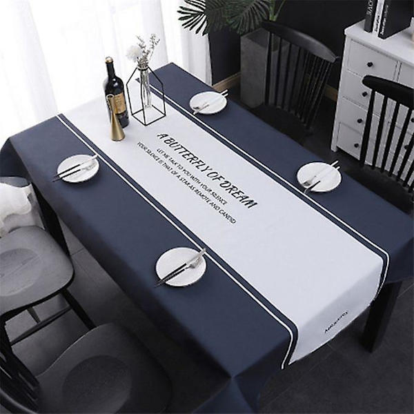 Enkel dekorativ linneduk vattentät oljetät rektangulär matbordsduk, storlek: 110x110 cm (fjärilsdröm)