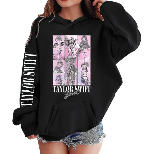 Luvtröjor för flickor 1989 Casual Taylor-tröja Barn Pojkar Swifts Pullover Konsertdräkt med huva för 4-14 år 03 black 4 to 5T