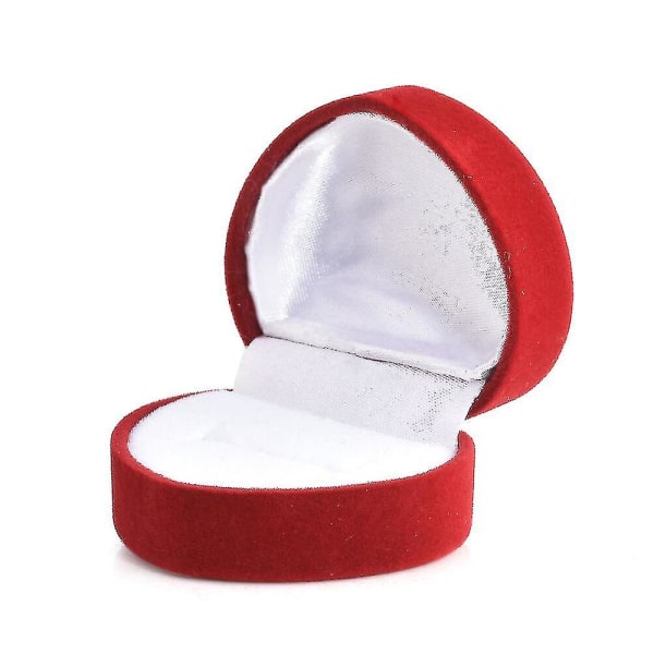 2pcs Romantic Red Love Heart Velvet Ring Box