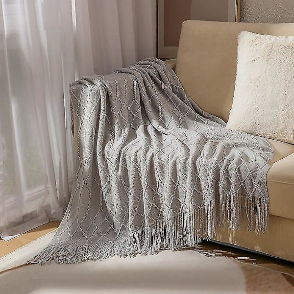 Inya Slängfilt Strukturerad Solid Mjuk Soffa Soffa Överdrag Dekorativ nordisk stickad filt Tyngd juldekor Plädar CL-light grey 130x230cm