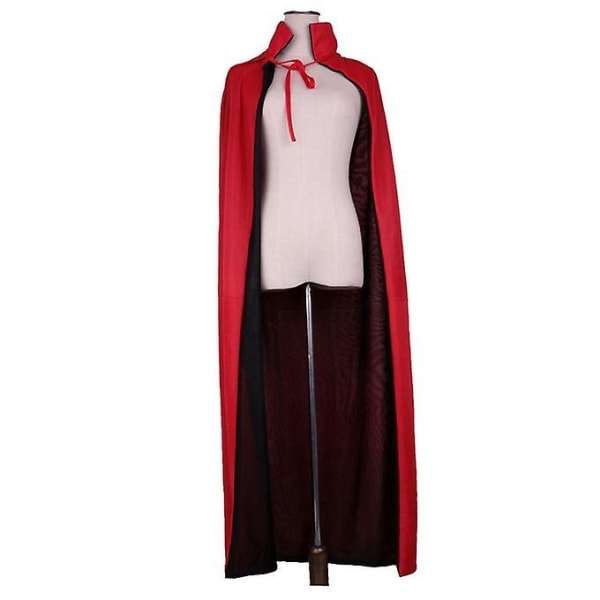 Sort rød vendbar lang kappe Cape Pagan Wizard Witch Halloween Adult