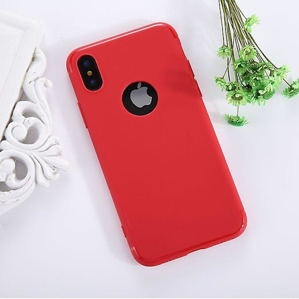 Til Iphone X Pure Color Tpu beskyttende bagcover (rød)