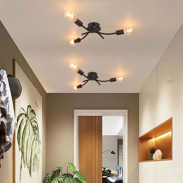 Industriel loftlampe - Moderne jernlysekrone - 3-lys E27 sort loftlampe til stue køkken