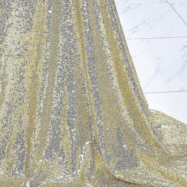 Rund pailletter dug, glitter dug til brude dekorationer Gold 180cm