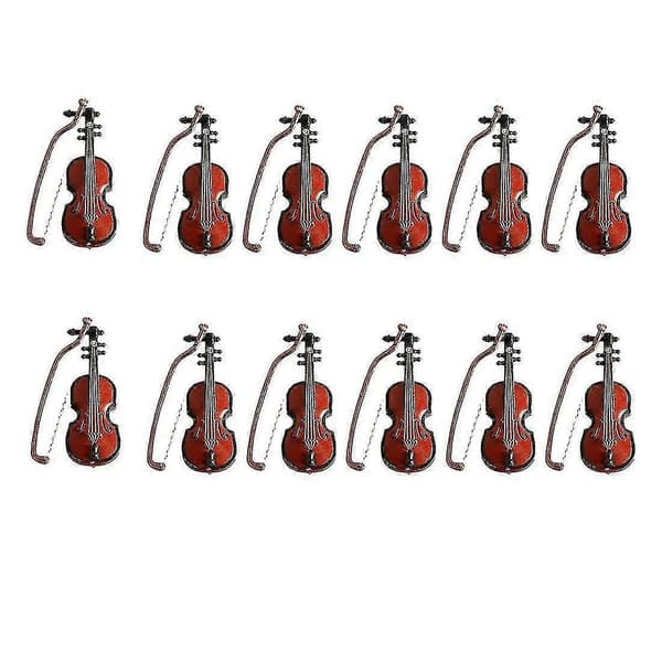 12 sett minifolin jul fiolinmodell skrivebordsinstrumentpynt minifolinpynt