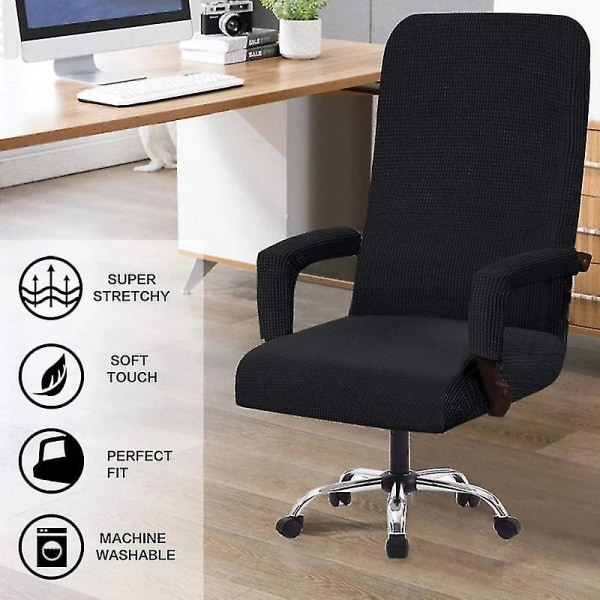 Kontor Computer Game Stol Betræk Lænestol Elastisk Stretch Drejeligt Sæde Gaming Stol Beskytter Slipcover Armlæn Betræk Light gray L--chair cover