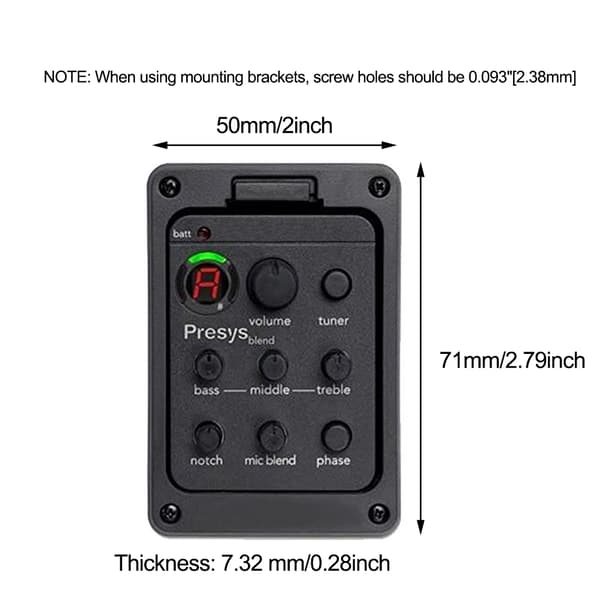 Guitar Preamp EQ Tuner Piezo Pickup Guitar Dele Tilbehør