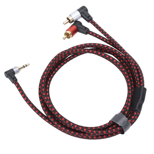 90° 3,5 mm hanstik til 2RCA han lydkabel ABS stereomikrofonkabel til DVD-højttaler 2m