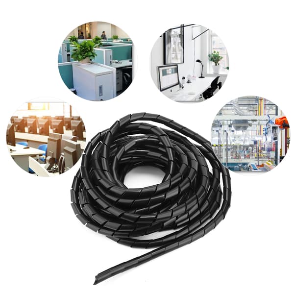 2-pakke Wire Protector Spiral PP Wire Kabelbeskyttelse Tilbehør Wire Sleeve Sort 12mm