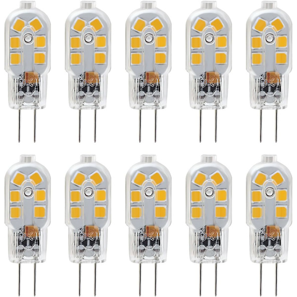 12V G4 LED-polttimo, 1W vastaa 10W halogeenilamppua, 200LM välkkymätön, 10 kappaleen pakkaus