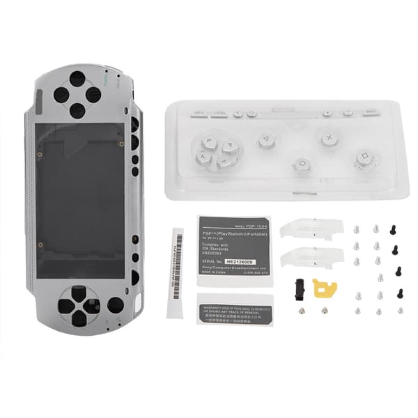 PSP 1000 Full Shell Hylster Sæt med Knapper - Sølv