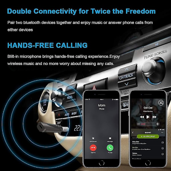 Bluetooth mottagare, Mini Bluetooth 3,5 mm Aux Adapter Hands