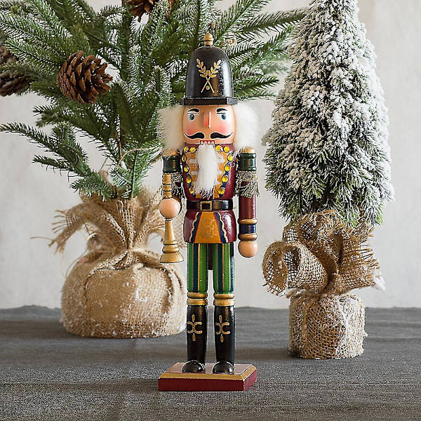 30 cm Nøddeknækker Puppet Tin Soldat Træ Valnød Mand Lille Ornament A