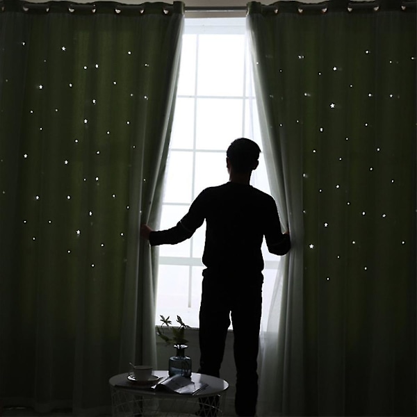 Star Voile Mesh Mörkläggningsfönster Gardiner Drapera Paneler Sovrum Heminredning Beige 100 x 250CM
