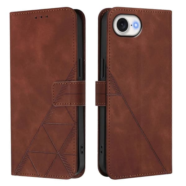 【BQ】Crossbody 3D-embossed Flip Leather Phone Case, Brown Brow Brown For iPhone 16e
