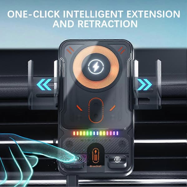 【BQ】360 graders roterende navigationsbiltelefonholder Sikker luftventilgreb med stabil støtte til iPhone Androids Silver