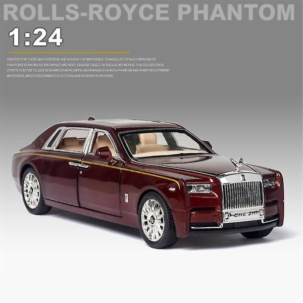 Hhcx-1/24 Alloy Diecast Rolls-royce Phantom Model Toy Car Simulation Sound Light Pull Back Collection Toys Vehicle For Children Gifts red no box