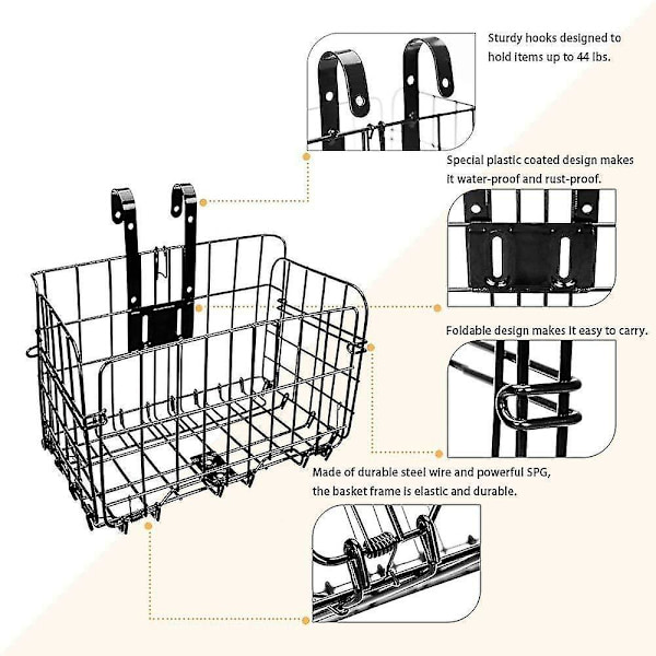 Mountain Bike Basket Foldbar Metal Mesh Cykelkurv Front Fold Bag