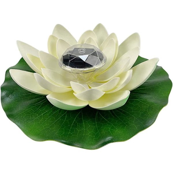 Floating Lotus Light, Solar Powered Led Water Lily Flowers Artificiell Blomma Nattlampa, Vit White