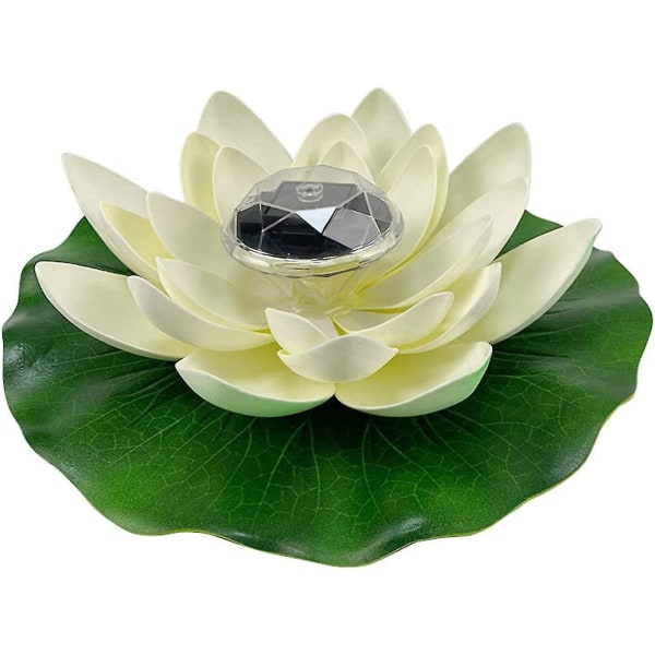 Flytende Lotus Light, Solar Powered Led Water Lily Flowers Kunstig Flower Night Lamp, White White