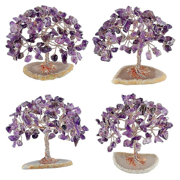 Healing Crystal Money Tree Ornament Tree Bonsai Fortune Home Office Dekoration Purple