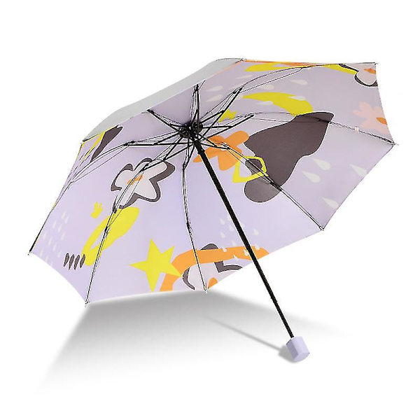 Sateenvarjo Miesten Sateen Nainen Tuulenpitävä Suuri Paraguas 3D Print Sunny Anti-Sun 3 Kokoontaittuva Sateenvarjo Outdoor Parapluie P