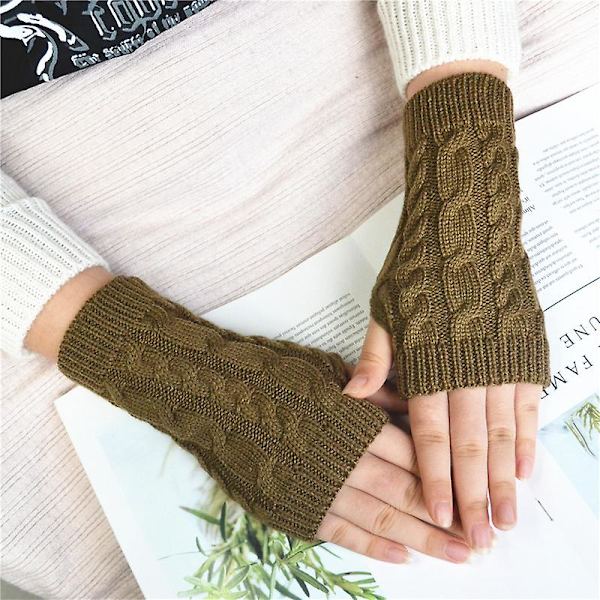 Nya Kvinnor Handvärmare Vinterhandskar Modestickning Faux Wool Vante Varma Fingerless Femme Kvinnor Handskar Wine Red