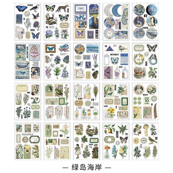20 sivua Vintage Lemmikkitarra Kirja Tee itse päiväkirja Butterfly Ins Album Scrapbooking Retro Kukka Materiaali Paperi Koristetarrat 3