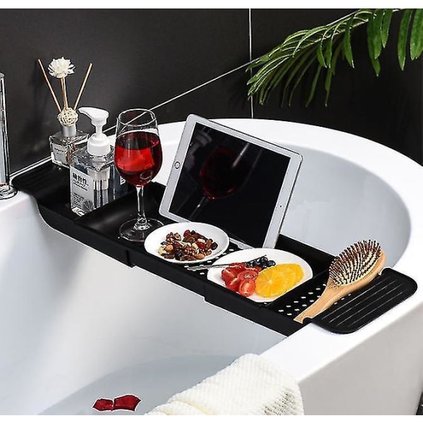 Badkar utdragbar Caddy Tray Badkar Organizer BLACK