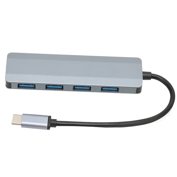 USB-C-splitter med 4 USB 3.0-portar, aluminiumlegering, typ C-gränssnitt, bärbar hub-adapter för Galaxy Note 10