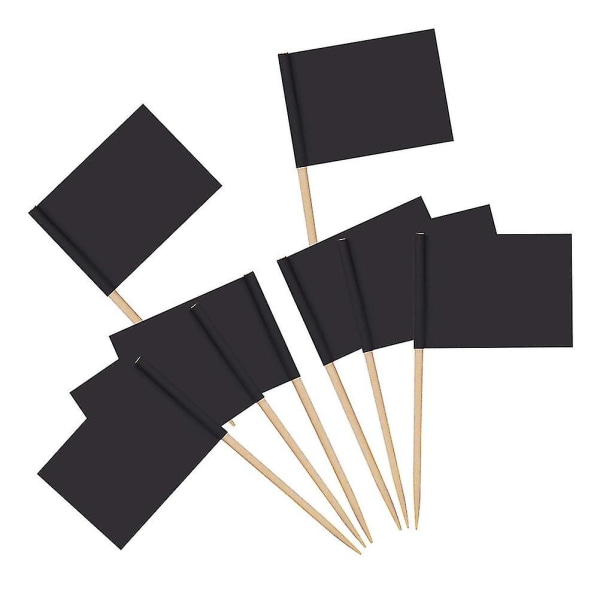 100 stk/1 sæt Blank Flag Design Kage Toppers Kreativ Kage Frugt Picks Cupcake Indsæt Dekor Tandstikker Festartikler (sort) Black