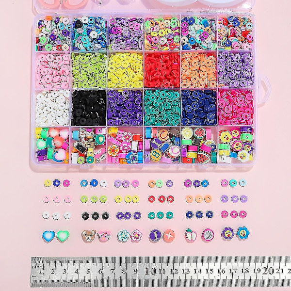 24 Grid Soft Clay Bløde keramiske perler Diy Sæt Box Håndlavet Diy Beaded Sæt