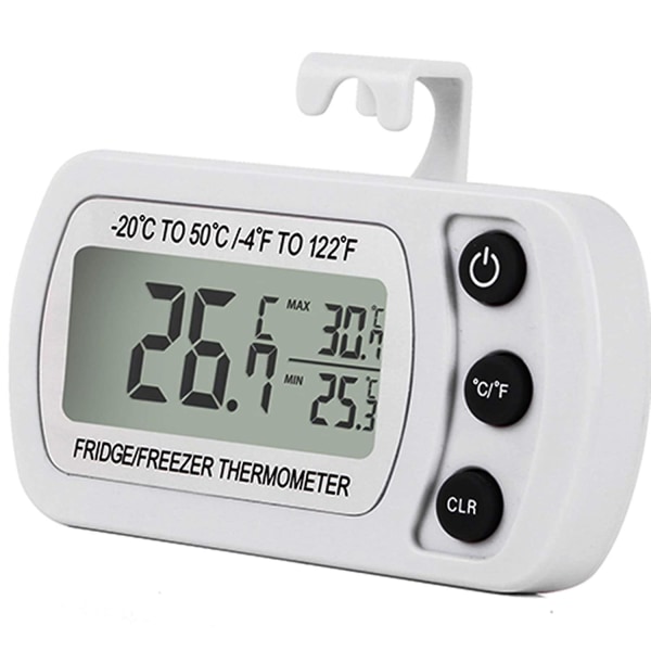 Refrigerator Fridge Thermometer Digital Freezer Room Thermometer Waterproof White