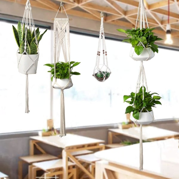 Macrame växthängare med krokar, hängande set inomhus utomhus