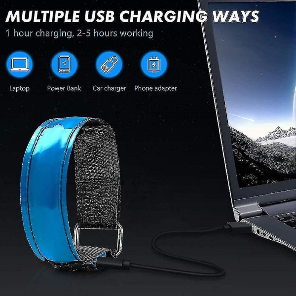 2-pack löparljus för löpare Uppladdningsbart LED-armband reflekterande
