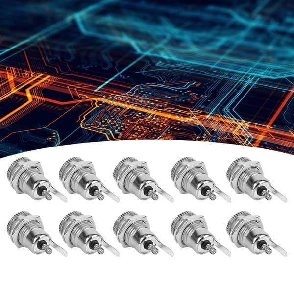 10 stk. DC Strømforsyning Hun Jack Socket Gevind Metal Panel Mount Connector DC099