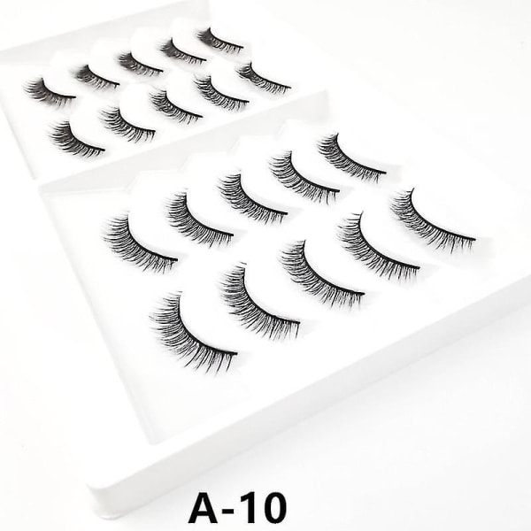 A-10# 1 Box / 10pcs Mixed False Eyelashes Natural Thick Model Curly Eyelashes