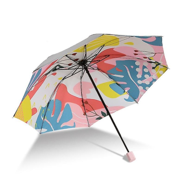 Paraply Mænd Regn Kvinde Vindtæt Stor Paraguas 3d Blomsterprint Solrig Anti-sol 3 Foldeparaply Udendørs Parapluie O