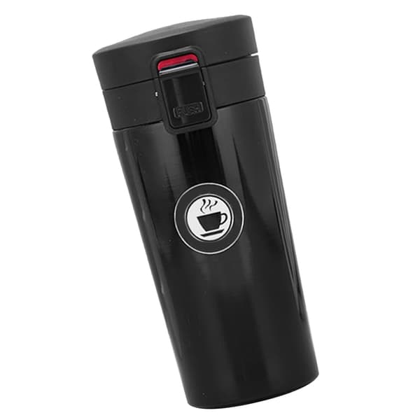 500ml Rostfri Isolerad Kaffemugg Portabel Svart med Studsande Lock