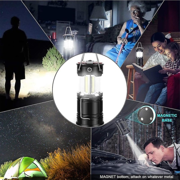 Camping Uppladdningsbara LED-lyktor med ficklampa och magnetfot