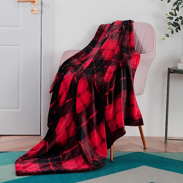 Flanelli fleecepeitto 127cm150cm All Season ruudullinen punainen peitto