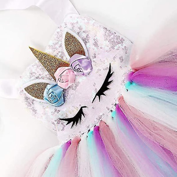 Enhjørning kostume til piger, små piger Rainbow Unicorn Tutu med pandebånd A 6T