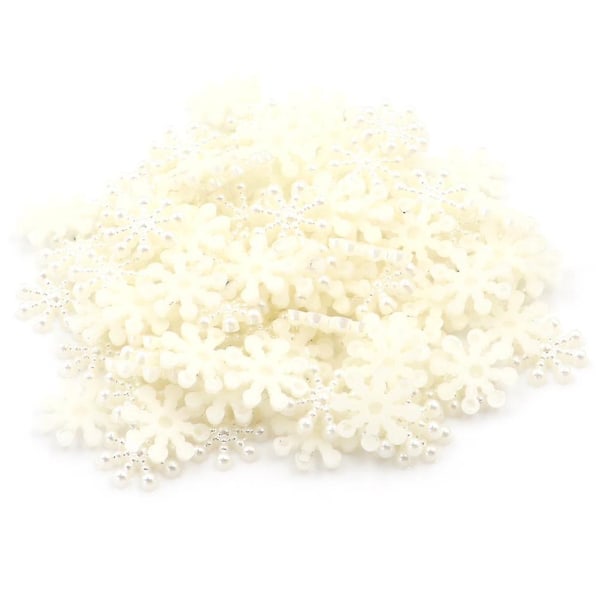 100 Snowflake Flatback Pearl Utsmyckningar Christmas Craft DIY-verktyg Beige(100pcs)